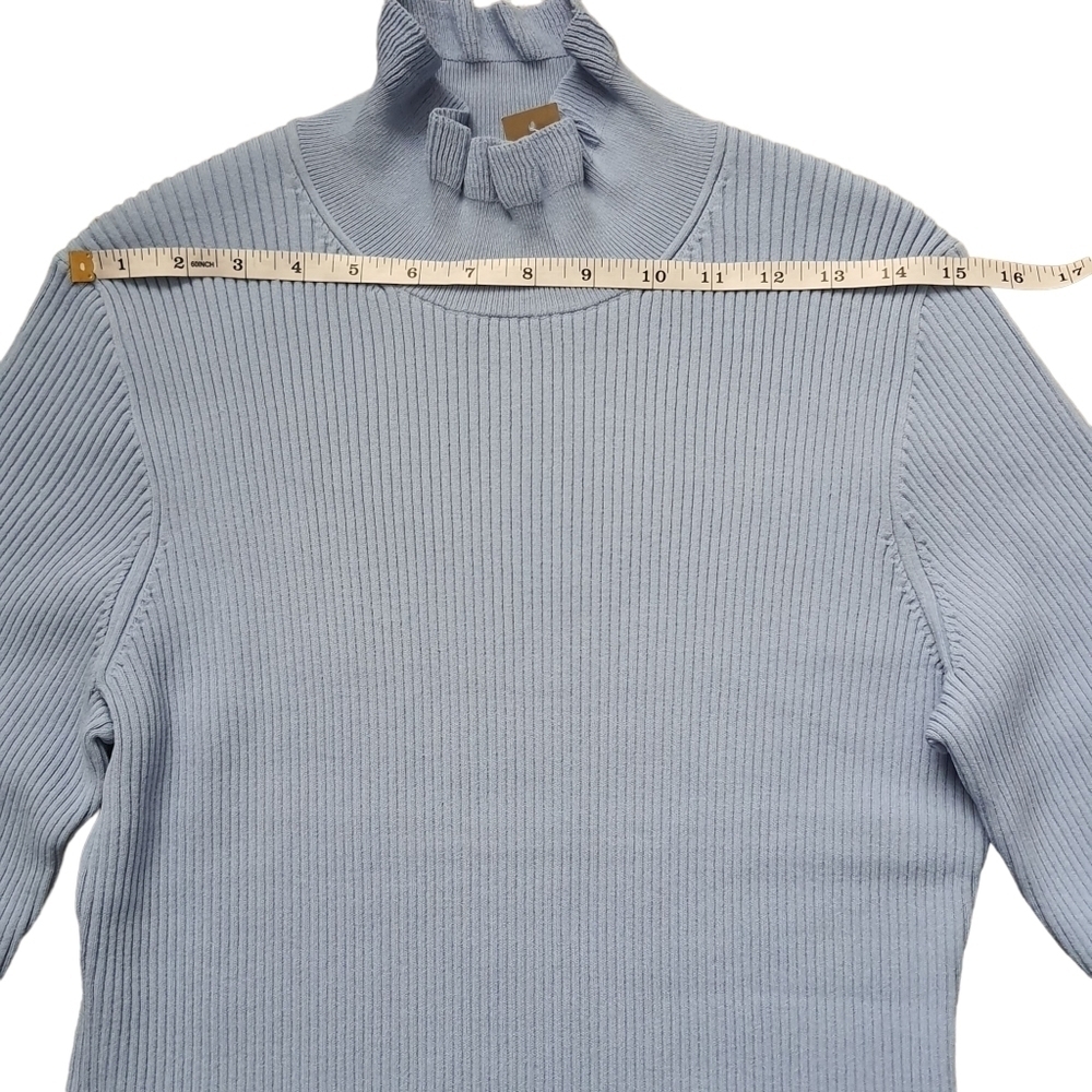J. Crew Supersculpt Ribbed Midi Dress Long Sleeve Ruffle Trim Blue Size XL - Picture 12 of 16